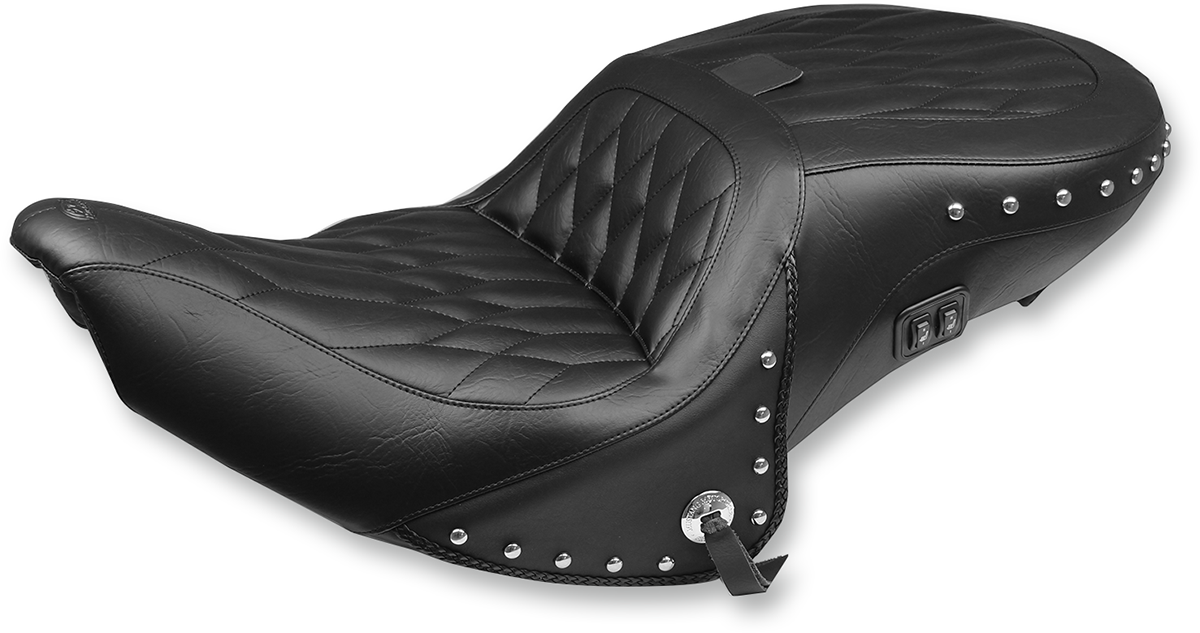 Mustang Black Diamond Heated 2-Up Seat & Backrest 2015-2024 Indian Roadmaster