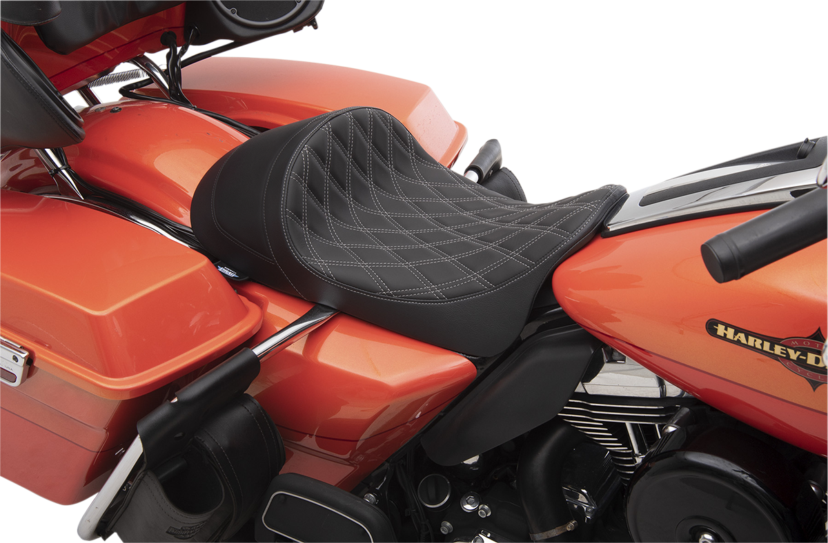 Drag Specialties Silver Stitch Low Profile Solo Seat fits 2008-24 Harley Touring