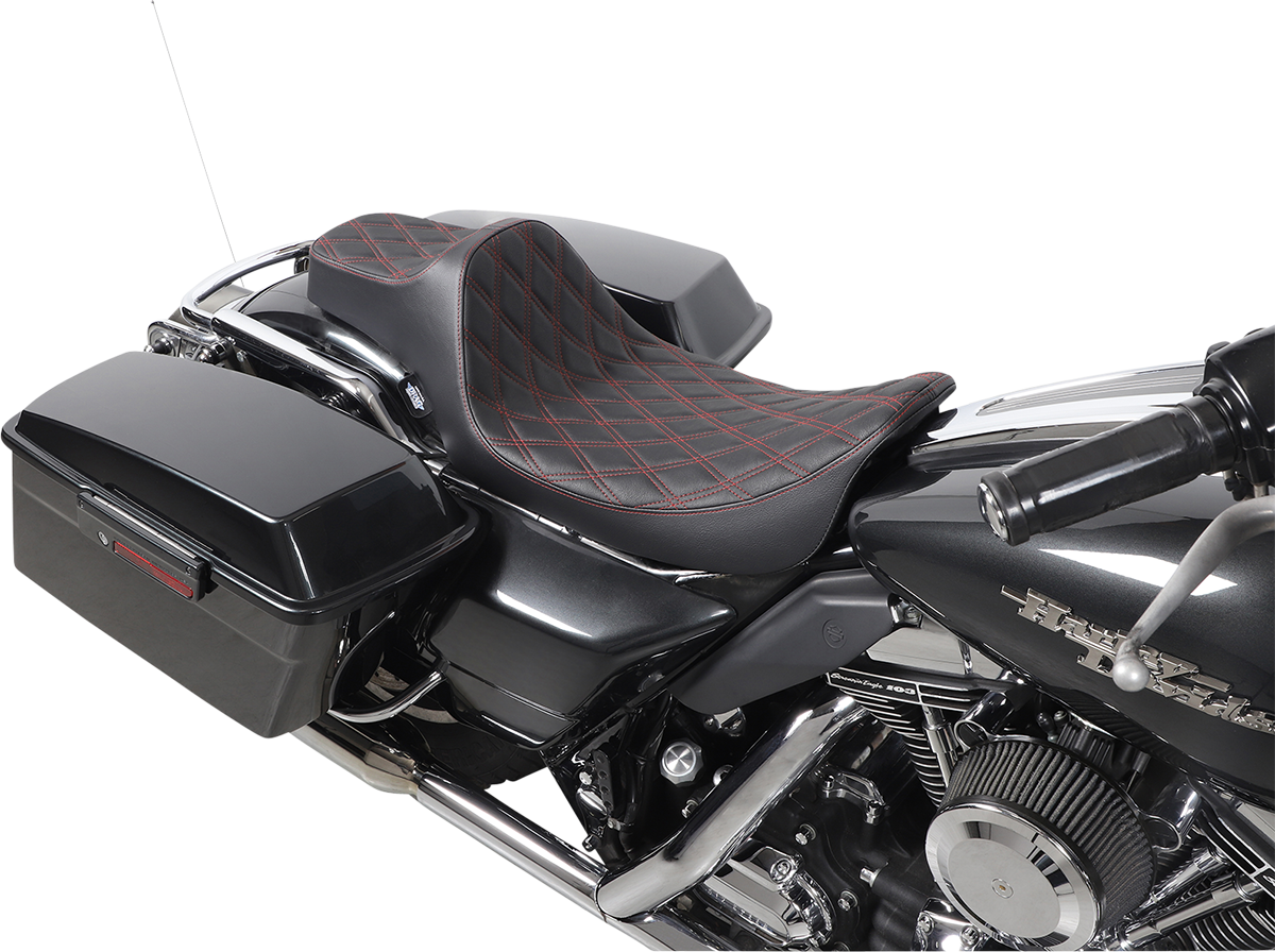 Drag Specialties Predator III Red Diamond Extended Seat for 97-07 Harley Touring