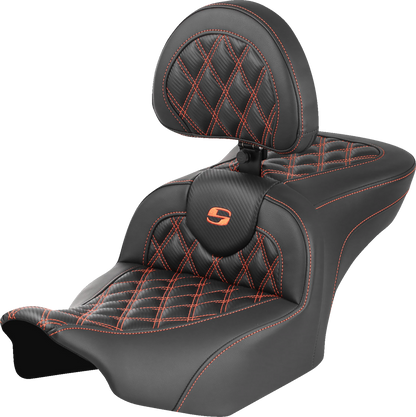 Saddlemen Roadsofa Orange Carbon Lattice Gel Seat Backrest 23-26 Harley Touring