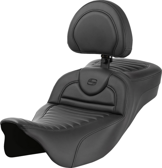 Saddlemen Roadsofa Tuck n Roll Extended Gel Seat & Backrest 08-24 Harley Touring