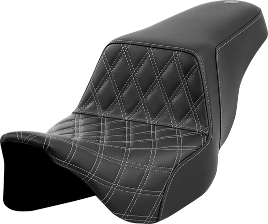 Saddlemen Step-Up Dark Gray Lattice Stitch Gel Seat for 2008-2024 Harley Touring