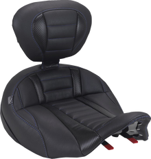 Mustang Deluxe Tour Blue Stitch Solo Seat & Backrest for 2023-26 Harley Touring