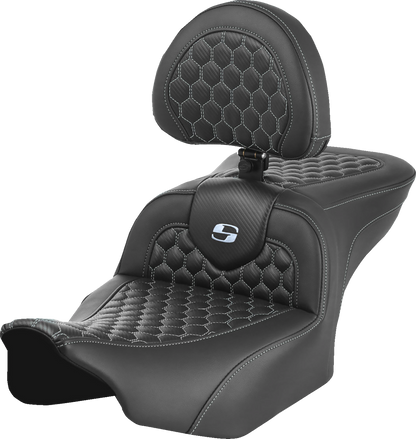 Saddlemen Roadsofa Silver Honeycomb Gel Seat & Backrest 2023-2026 Harley Touring