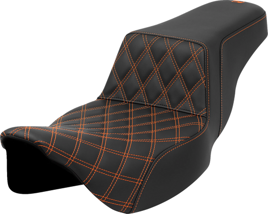 Saddlemen Step Up Extended Orange Lattice Gel Seat for 2008-2024 Harley Touring