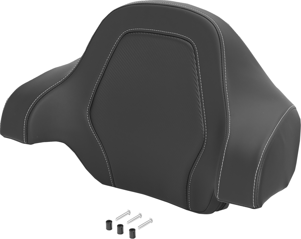 Saddlemen Carbon Silver Stitch Deluxe Sissy Bar Tour Pack Backrest for Harley