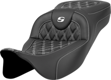Saddlemen Roadsofa White Lattice Extended Gel Seat fits 2008-2025 Harley Touring