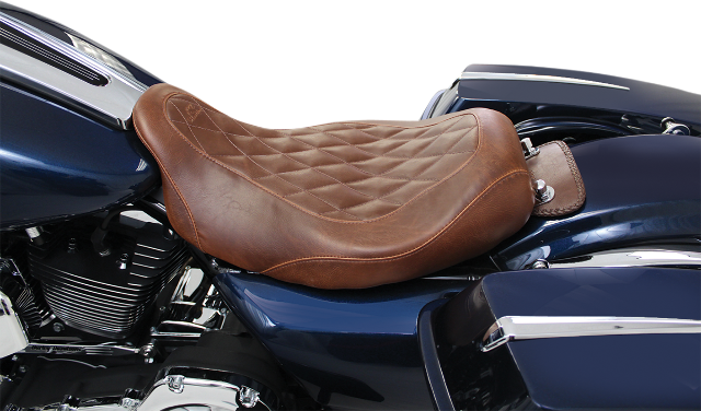 Mustang Wide Tripper Brown Diamond Solo Seat fits 2008-2024 Harley Touring 76722