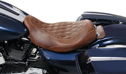 Mustang Wide Tripper Brown Diamond Solo Seat fits 2008-2024 Harley Touring 76722