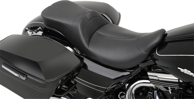 Danny Gray Leather Black LowIST 2up Seat 2008-2024 Harley Touring FLHX FLHR FLTR