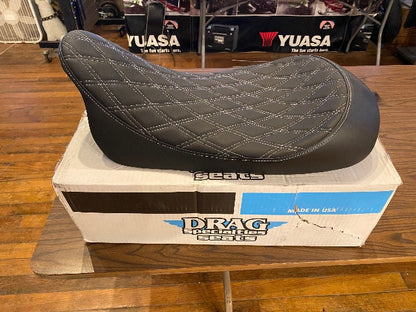 Drag Specialties Silver Black Diamond Solo Seat for 2008-2024 Harley Touring