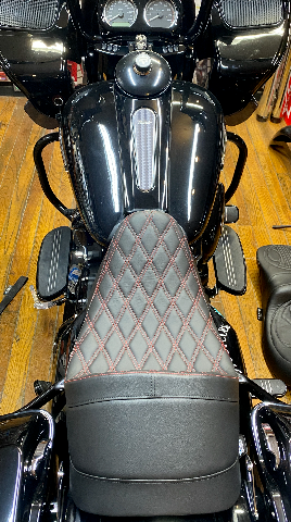 Drag Specialties Red Diamond Stitch Solo Seat fits 2008-2024 Harley Touring FLHX