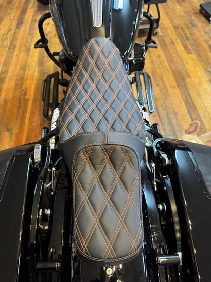 Drag Specialties Extended Reach Orange Stitch Seat fits 2008-2024 Harley Touring