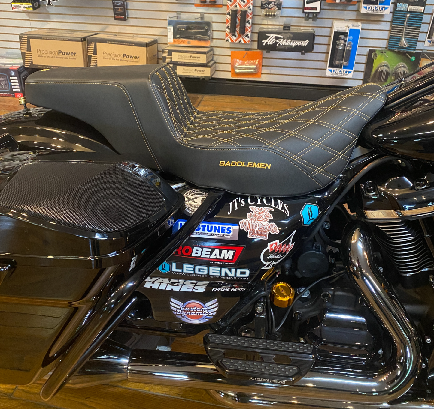 Saddlemen Step Up Gold Lattice Extended Gel Seat fits 2008-2025 Harley Touring