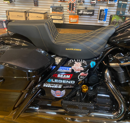 Saddlemen Step Up Gold Lattice Extended Gel Seat fits 2008-2025 Harley Touring