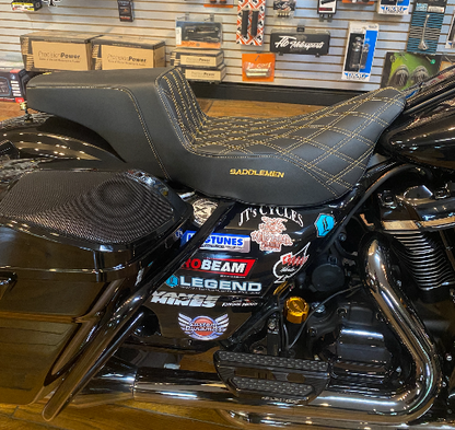 Saddlemen Step Up Gold Lattice Extended Gel Seat fits 2008-2025 Harley Touring