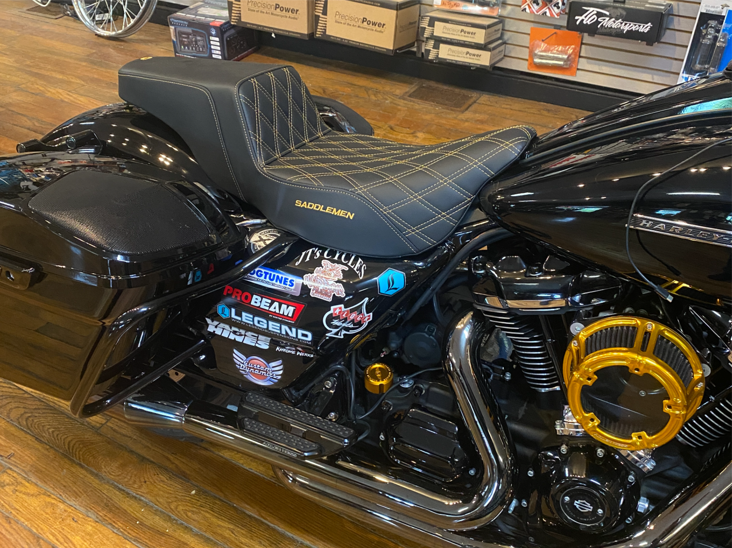 Saddlemen Step Up Gold Lattice Extended Gel Seat fits 2008-2025 Harley Touring