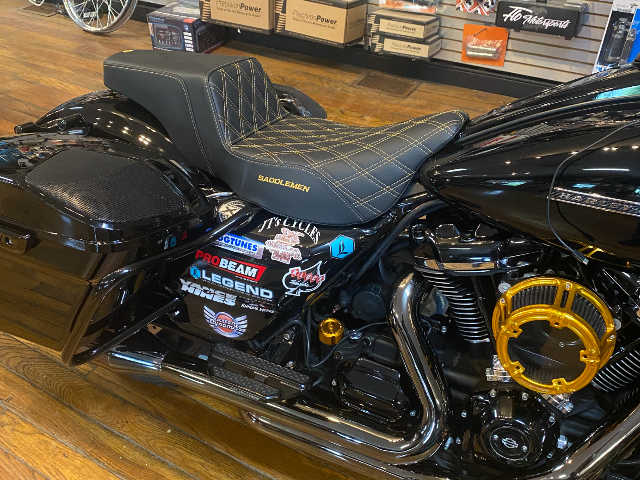 Saddlemen Step Up Gold Lattice Extended Gel Seat fits 2008-2025 Harley Touring