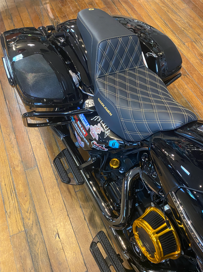 Saddlemen Step Up Gold Lattice Extended Gel Seat fits 2008-2025 Harley Touring