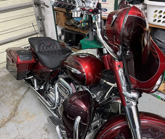 Saddlemen Roadsofa Burgundy Lattice Extended Gel Seat for 2008-24 Harley Touring