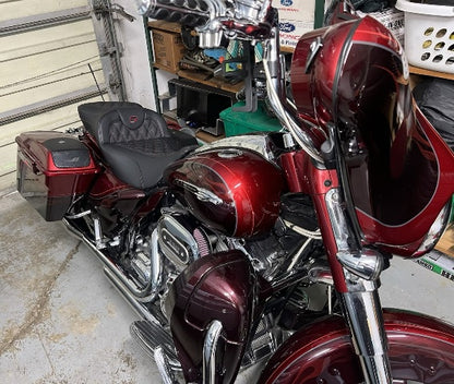 Saddlemen Roadsofa Burgundy Lattice Extended Gel Seat for 2008-24 Harley Touring