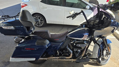 Saddlemen Step Up Extended Red Lattice Gelcore Seat for 2008-2024 Harley Touring