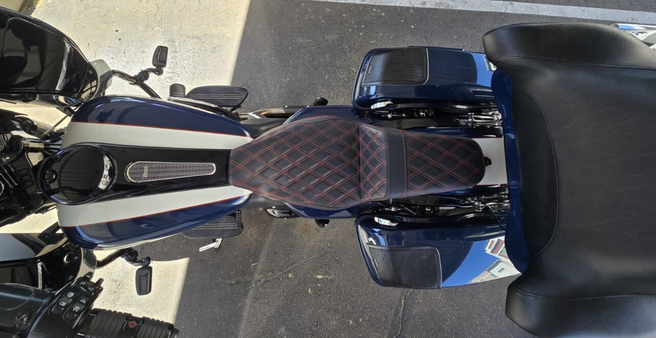 Saddlemen Step Up Extended Red Lattice Gelcore Seat for 2008-2024 Harley Touring