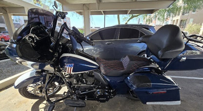 Saddlemen Step Up Extended Red Lattice Gelcore Seat for 2008-2024 Harley Touring