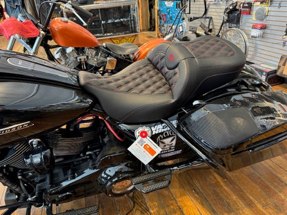 Saddlemen Roadsofa Red Lattice Gel Seat w/ Backrest for 2008-2024 Harley Touring