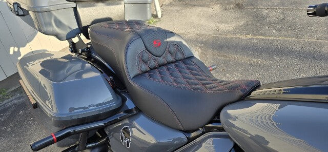 Saddlemen Roadsofa Red Lattice Gel Seat w/ Backrest for 2008-2024 Harley Touring