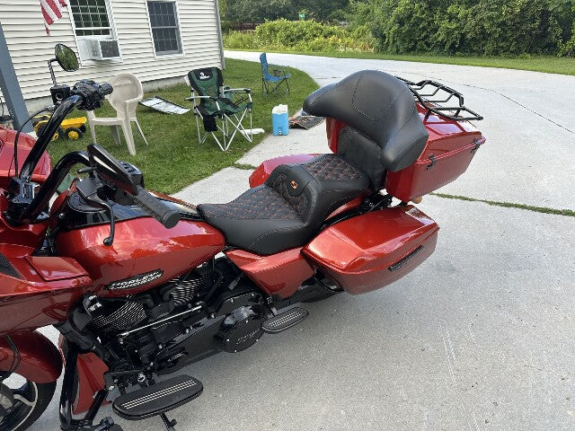 Saddlemen Roadsofa Orange Lattice Gel Seat for 2023-2025 Harley Touring FLTR
