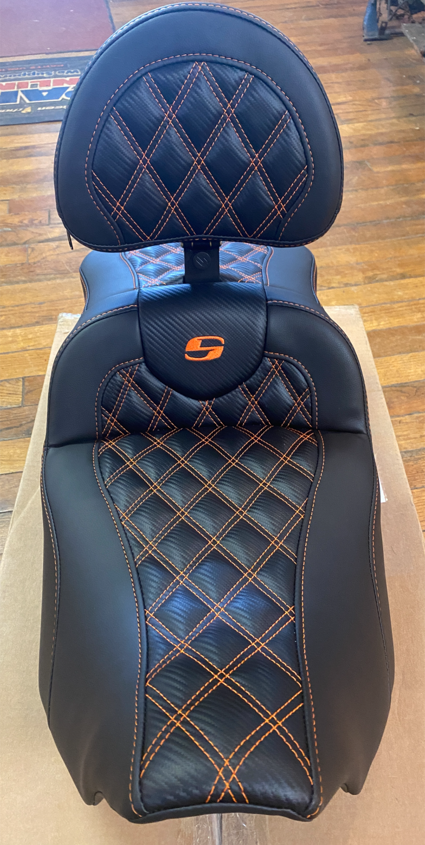 Saddlemen Roadsofa Orange Lattice Extended Seat & Backrest 23-25 Harley Touring