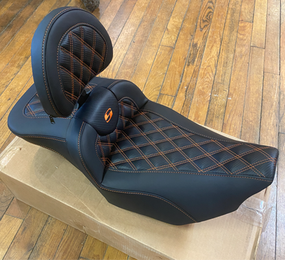Saddlemen Roadsofa Orange Lattice Extended Seat & Backrest 23-25 Harley Touring