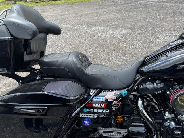 Saddlemen Roadsofa Gold Lattice Extended Gel Seat fits 2008-2025 Harley Touring