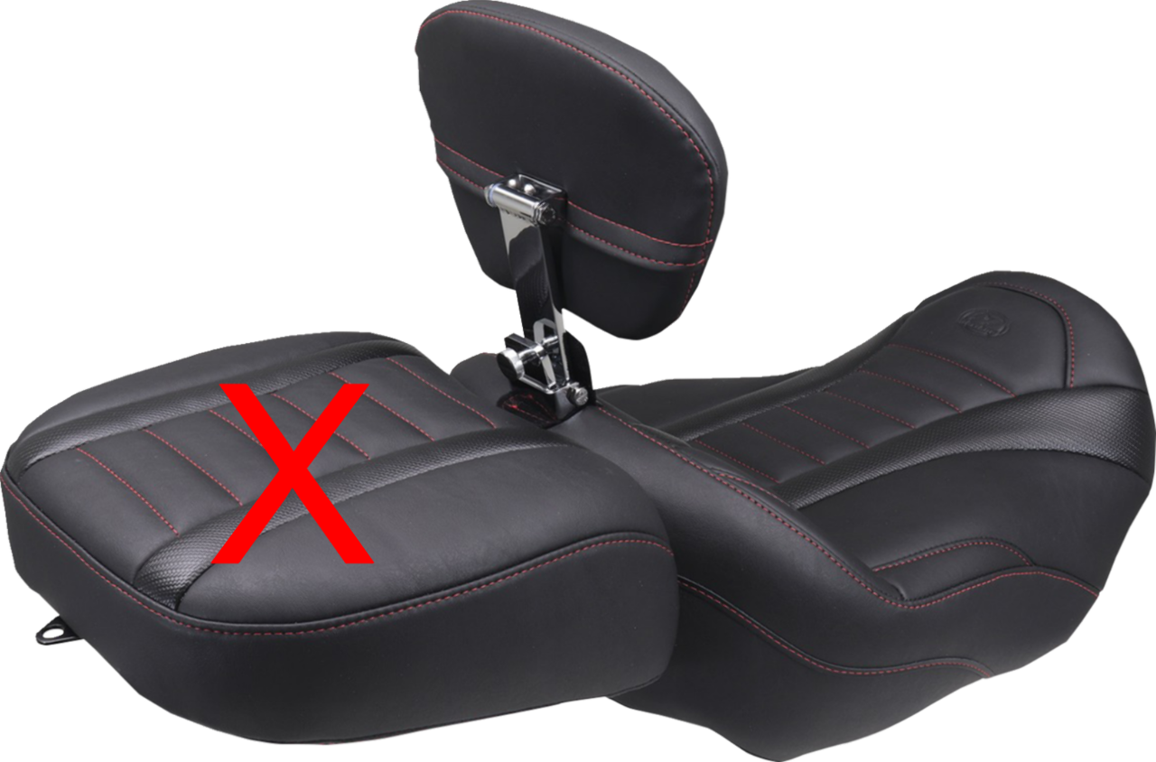 Mustang Deluxe Extended Red Stitch Solo Seat & Backrest for 23-25 Harley Touring
