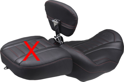 Mustang Deluxe Extended Red Stitch Solo Seat & Backrest for 23-26 Harley Touring