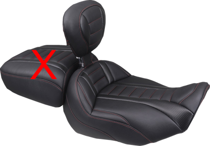 Mustang Deluxe Extended Red Stitch Solo Seat & Backrest for 23-25 Harley Touring