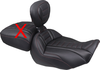 Mustang Deluxe Extended Red Stitch Solo Seat & Backrest for 23-26 Harley Touring