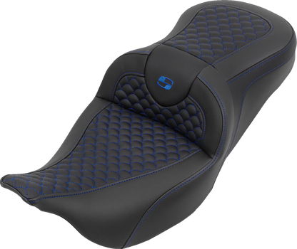 Saddlemen Roadsofa Blue Dragon Scale Stitching Seat 2008-2025 Harley Touring