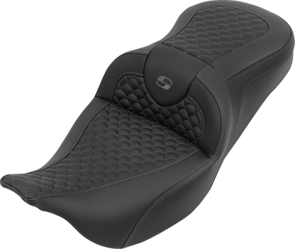 Saddlemen Roadsofa Gray Dragon Scale Stitch Seat for 2008-2025 Harley Touring
