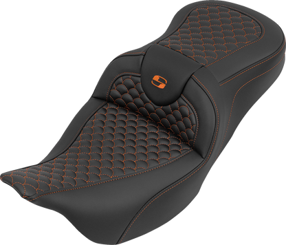 Saddlemen Roadsofa Orange Dragon Scale Stitching Seat 2008-2025 Harley Touring
