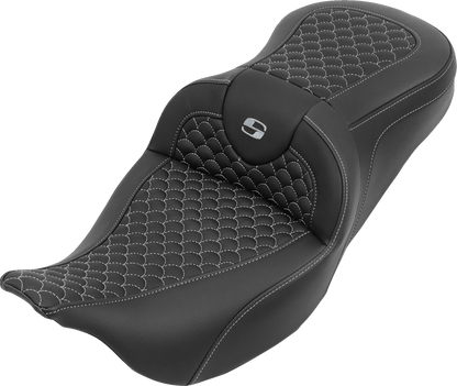 Saddlemen Roadsofa Silver Dragon Scale Stitching Seat 2008-2025 Harley Touring