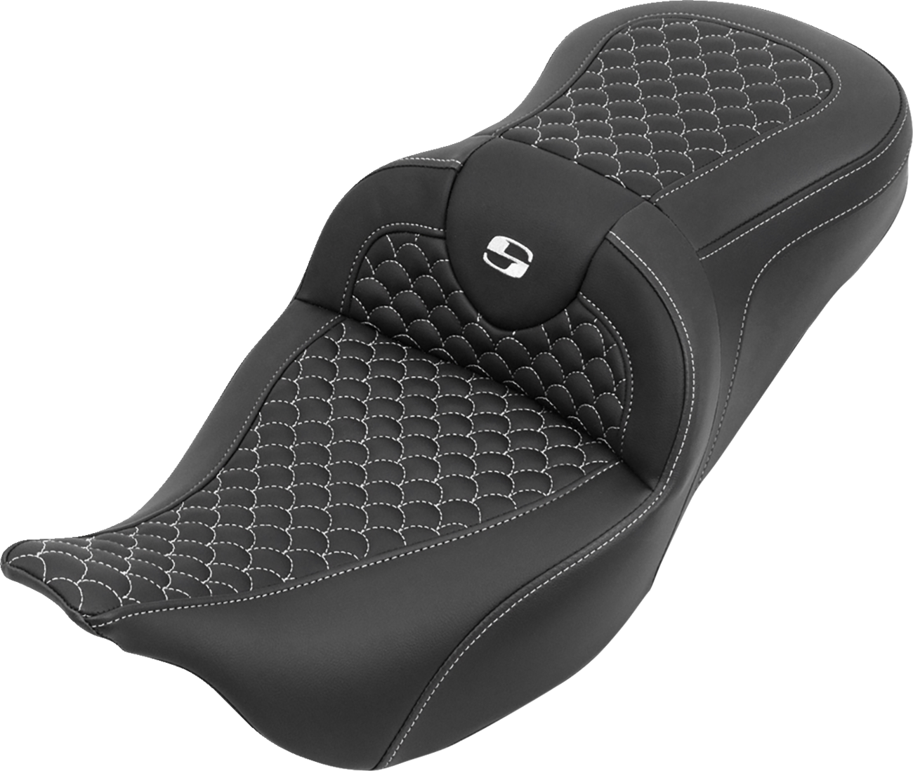 Saddlemen Roadsofa White Dragon Scale Stitch Seat for 2008-2025 Harley Touring