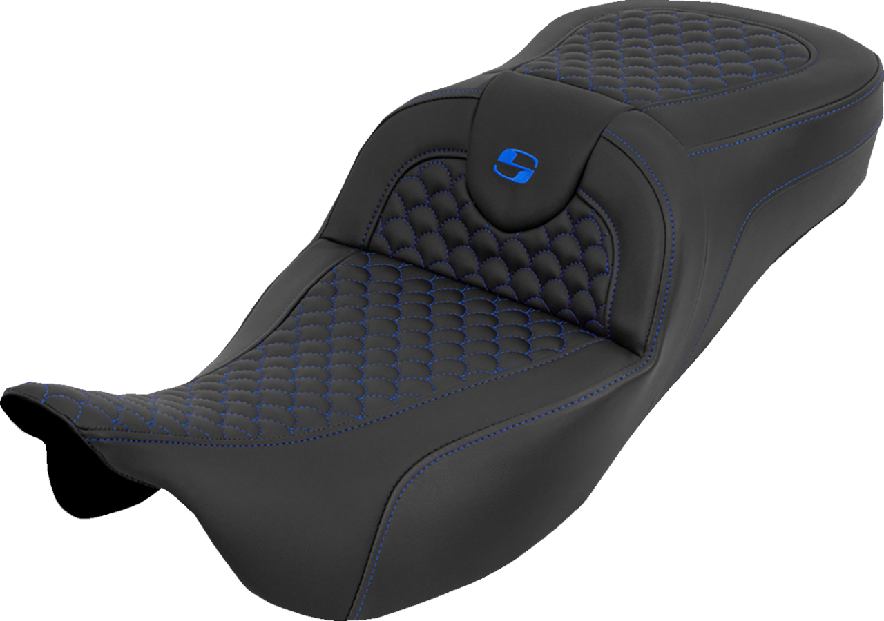 Saddlemen Roadsofa Blue Dragon Stitch Extended Seat for 2008-2025 Harley Touring