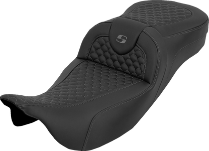 Saddlemen Roadsofa Gray Dragon Stitch Extended Seat for 2008-2025 Harley Touring