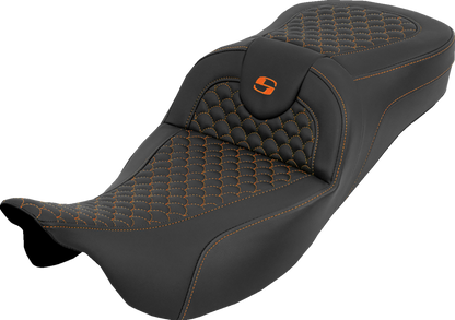 Saddlemen Roadsofa Orange Dragon Stitch Extended Seat for 2008-25 Harley Touring