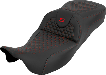 Saddlemen Roadsofa Red Dragon Stitch Extended Seat for 2008-2025 Harley Touring