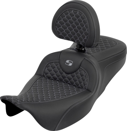 Saddlemen Roadsofa Gray Dragon Gel Seat & Backrest for 2008-2025 Harley Touring