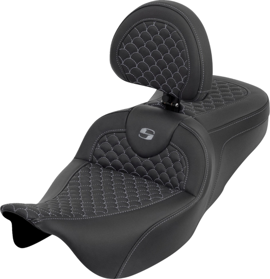 Saddlemen Roadsofa Gray Dragon Gel Seat & Backrest for 2008-2025 Harley Touring