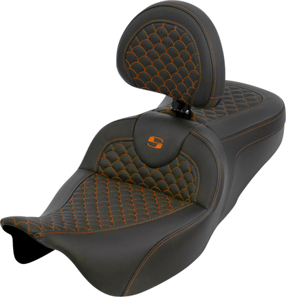 Saddlemen Roadsofa Orange Dragon Seat & Backrest for 2008-2025 Harley Touring